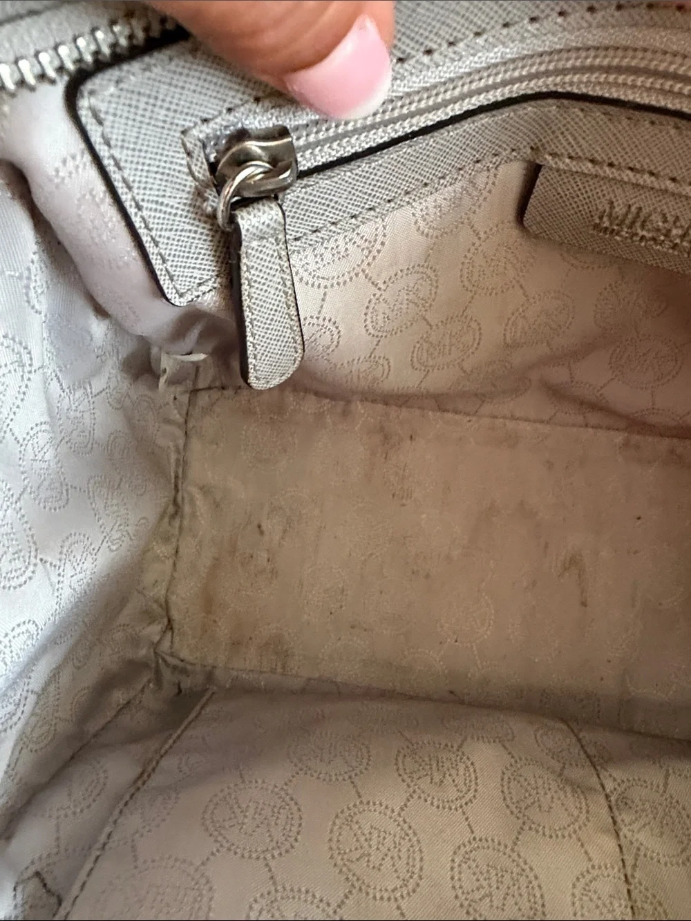 Michael Kors Pearl Grey Medium Leather Selma Satchel